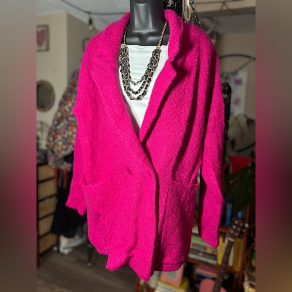 Vintage P.G.E. Mohair Knit Coatigan Blazer • Majestic Magenta • Oversized Luxe - Picture 4 of 17